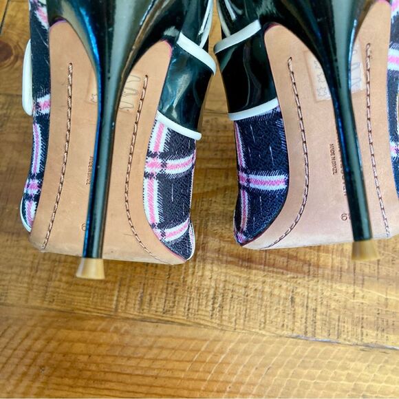 Sophia Webster Plaid Patent Leather High Heel Ankle Boots Black Pink Size EU 39 - Picture 12 of 16